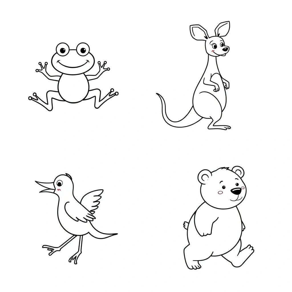 Karty "Zwierzęta z książek" (kolorowanki) - Kolorowanki - Dzień Książki